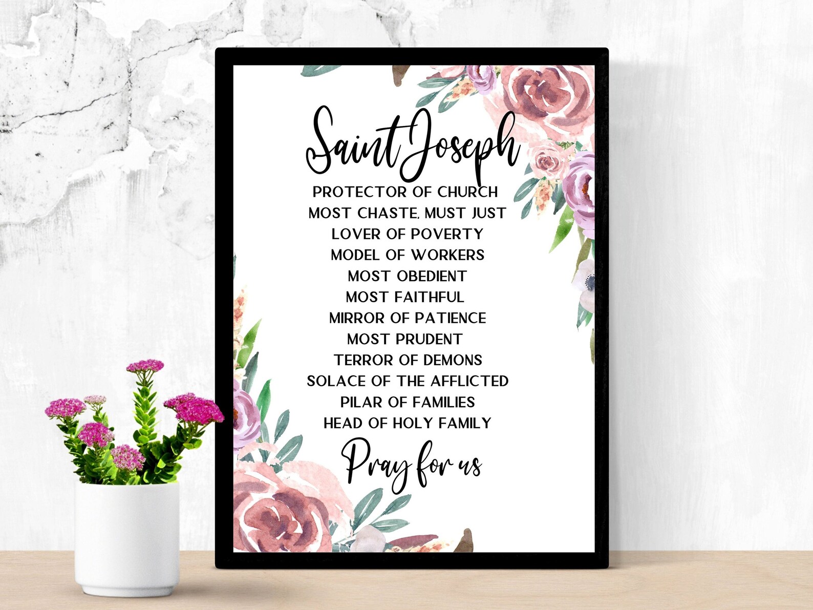 Litany of Saint Joseph Printable St. Joseph Prayer Print Art - Etsy