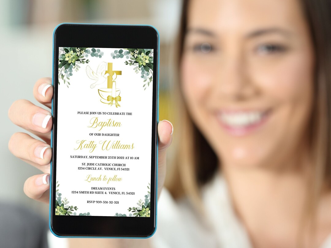 Baptism Electronic Invitation, Sacrament of Baptism Digital Invitation