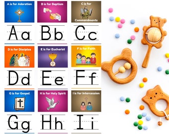 Catholic Alphabet Flash Cards: ABC Homeschool Printable (PDF)