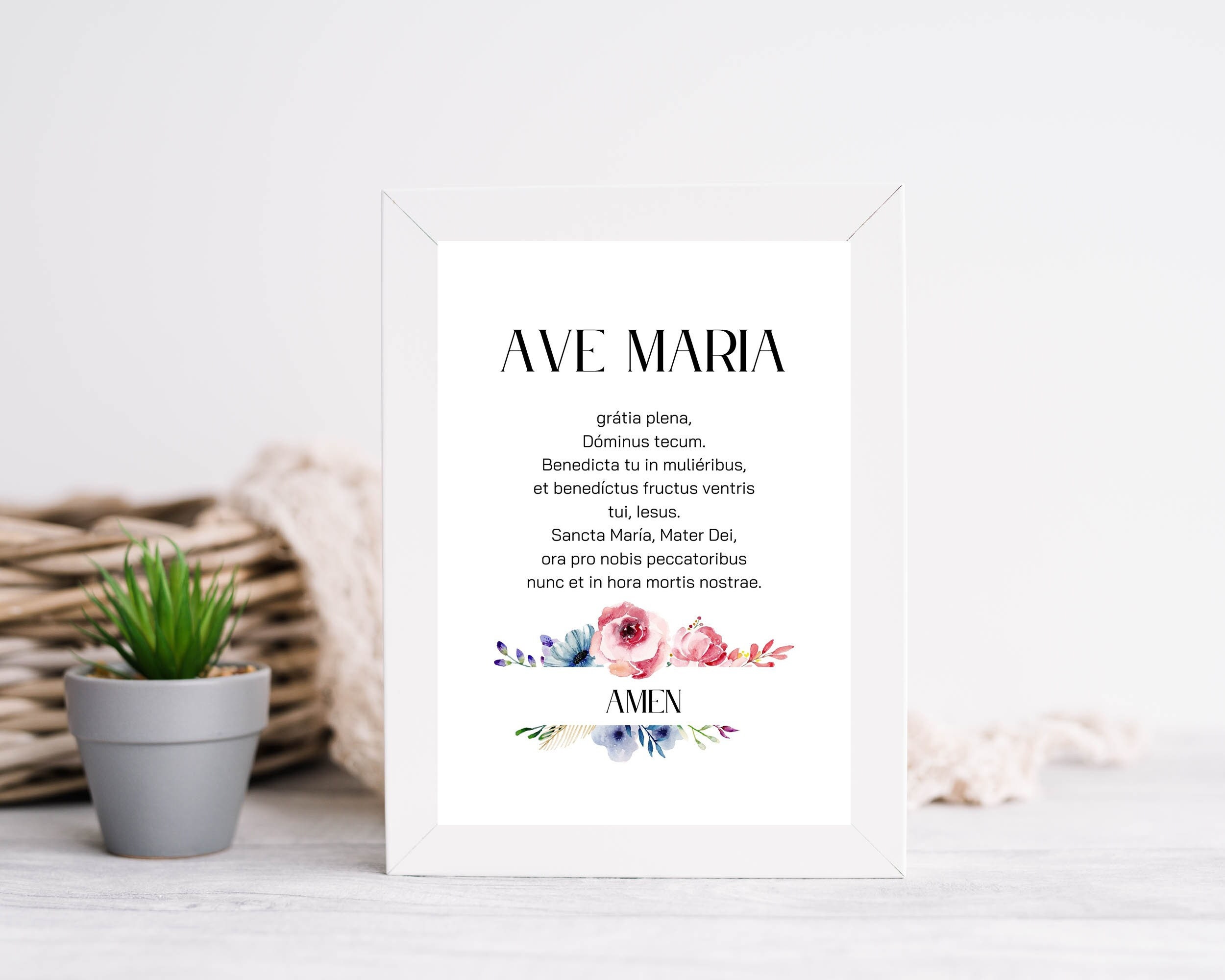 Ave Maria Latin Prayer Art Print: Catholic Home Decor (digital Download ...