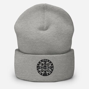 St. Benedict Medal Cuffed Beanie, St. Benedict Medal Accessories, St. Benedict Gift, St. Benedict Medal For Him, St. Benedict Medal For Her