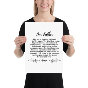 Our Father Prayer Wall Art, The Lord&#39;s Prayer Home Decor, Catholic Prayer Poster, Our Father Prayer Art, 8x10 Catholic Print Art