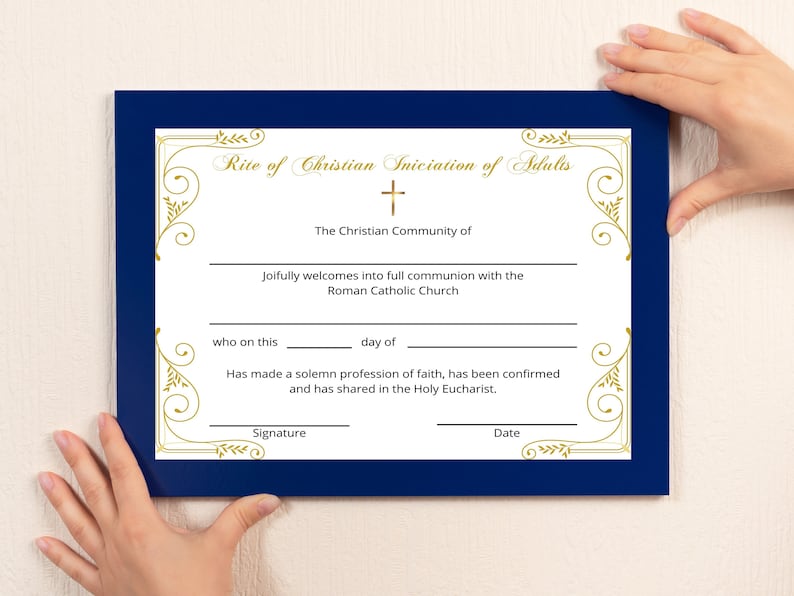 RCIA Rite of Christian Iniciation of Adults Certificate, RCIA Editable