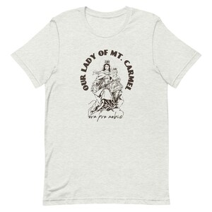Vår Fru av Karmelberget T-shirt: Katolsk Jungfru Maria T-shirt Ash