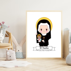 St. Faustina Kowalska Digital Print, Catholic Nursery Print, Catholic Kids Room, Divine Mercy Nursery Print, Santa Faustina Kowalska