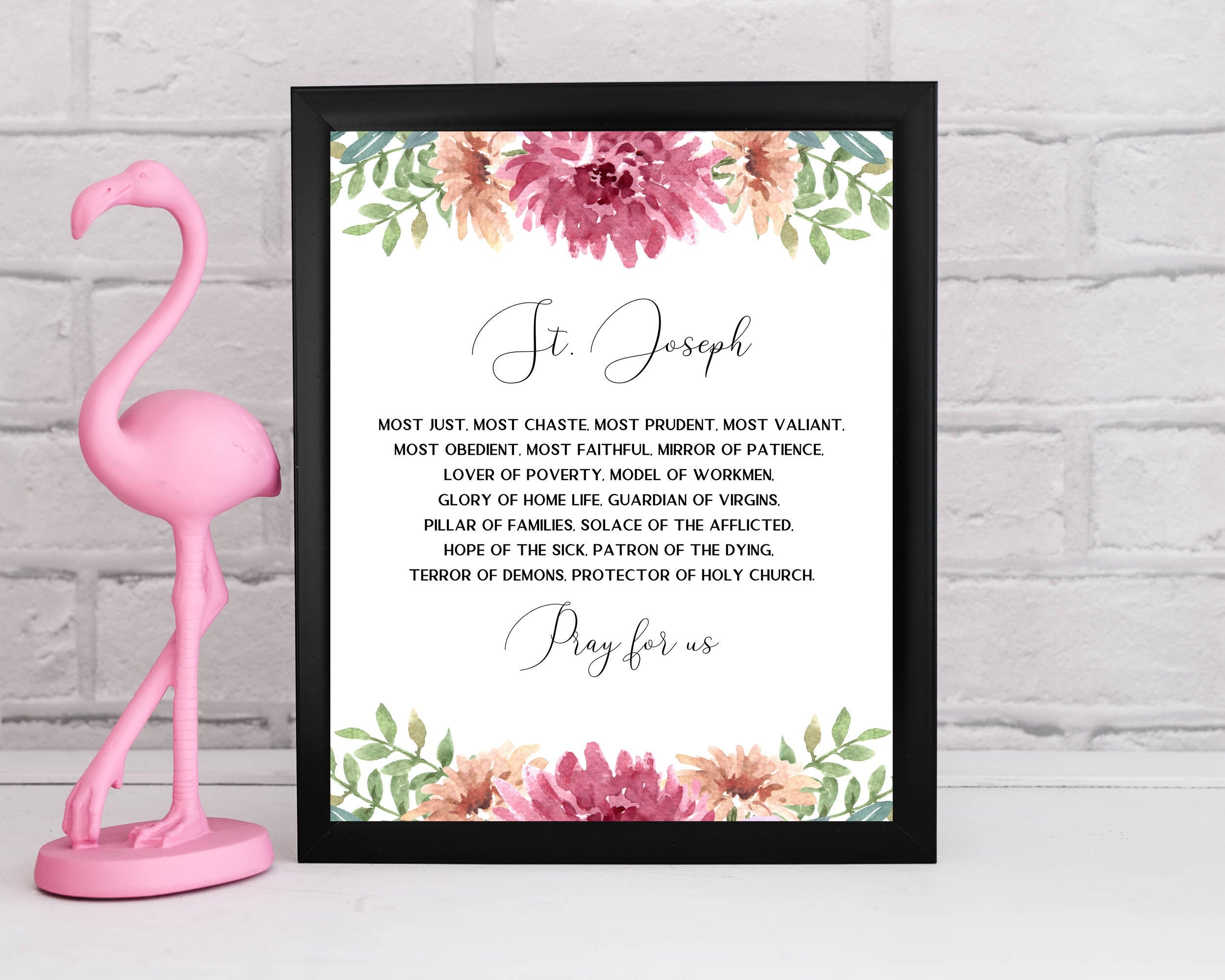 Litany of St. Joseph Printable, 5x7 St. Joseph Print Art, Catholic