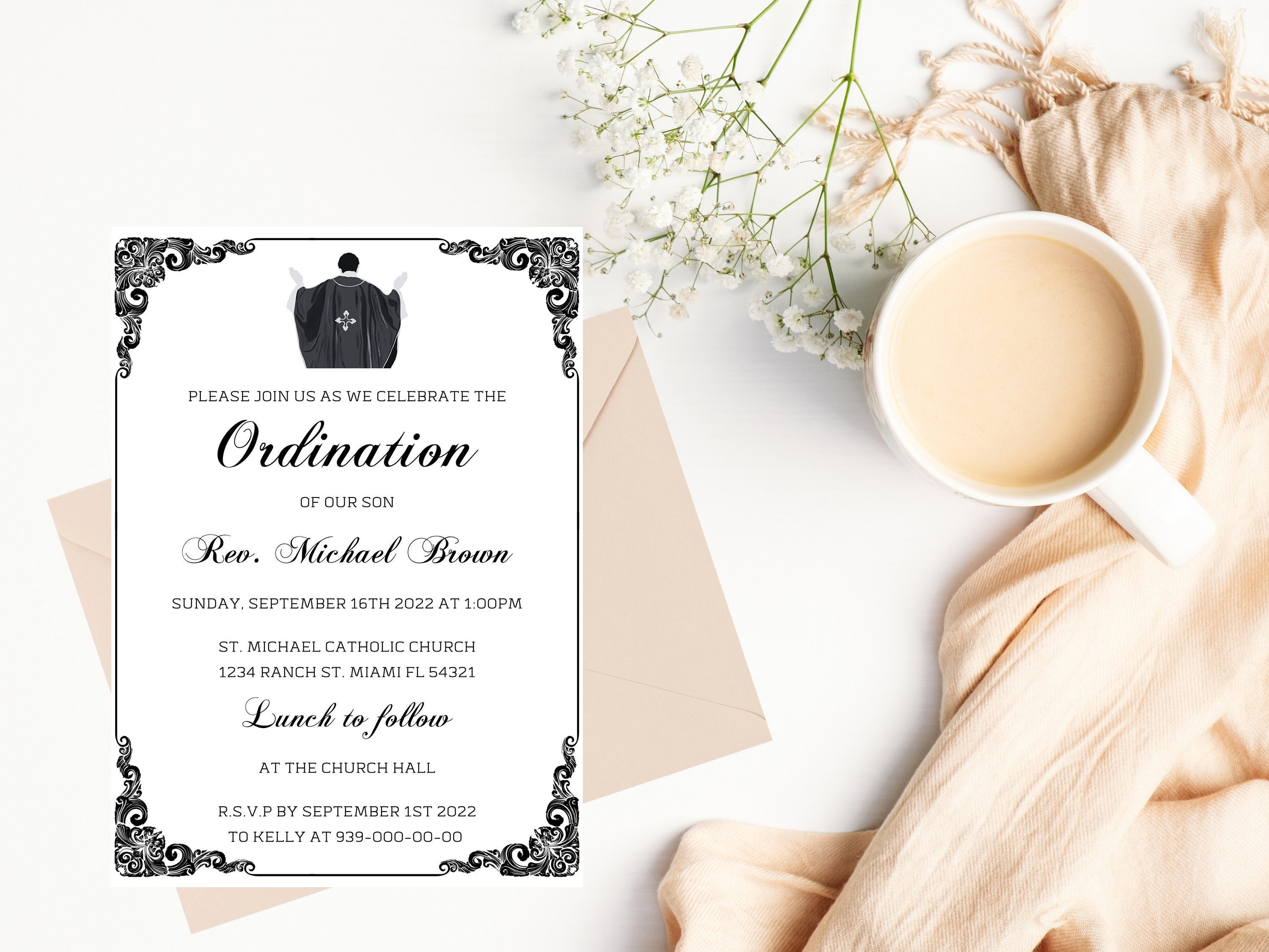 Catholic Priest Ordination Digital Invitation Seminarian Ordination 
