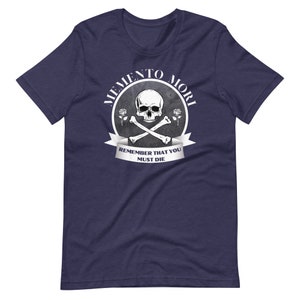 Memento Mori T-Shirt: Remember You Must Die, Unisex Catholic Tee Heather Navy
