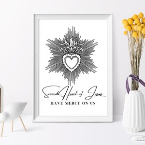 Sacred Heart of Jesus Art Printable, Catholic Home Decor Print, Jesus ...