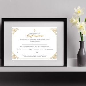 Certificate of Confirmation Template, Sacrament of Confirmation Digital