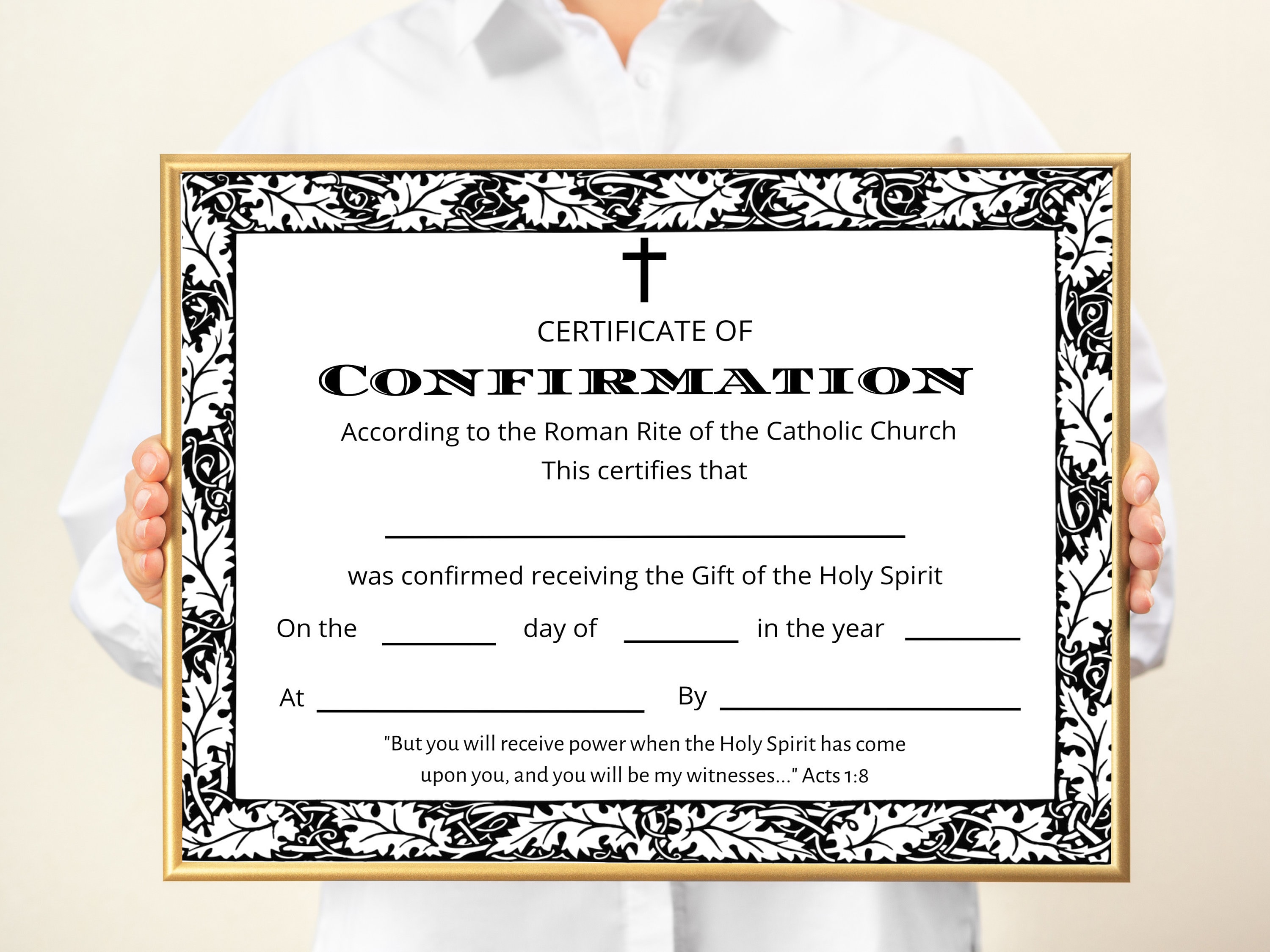 catholic confirmation certificate template (digital download