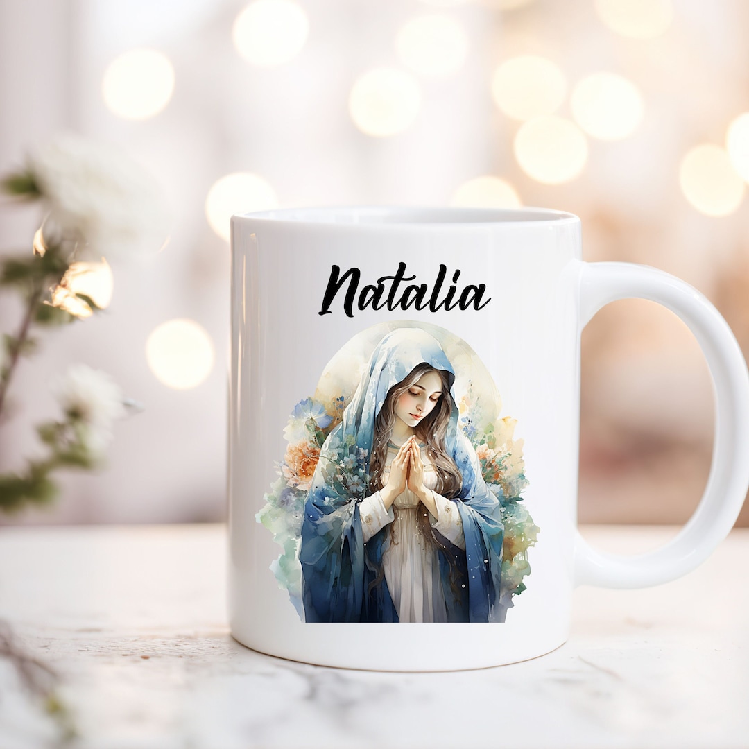 Personalized Virgin Mary Mug, Custom Name Blessed Mother Mug, Custom