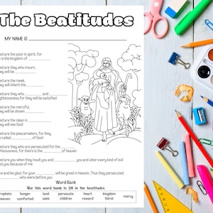 The Beatitudes Coloring Page For Kids, Catholic Activities For Children, Catholic Homeschool Resources, Catholic Games For Children