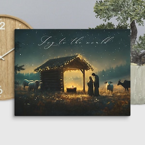 Christmas Nativity Scene Canvas Print, Joy to the World Christmas Canvas, Religious Christmas Wall Art, Holy Family Scene, Holy Family Gift
