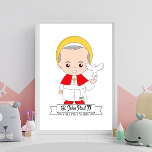 Saint John Paul II Nursery Print, St. Pope John Paul II Kids Room Decor, Catholic Saint Nursery Printable, San Juan Pablo II Art Print