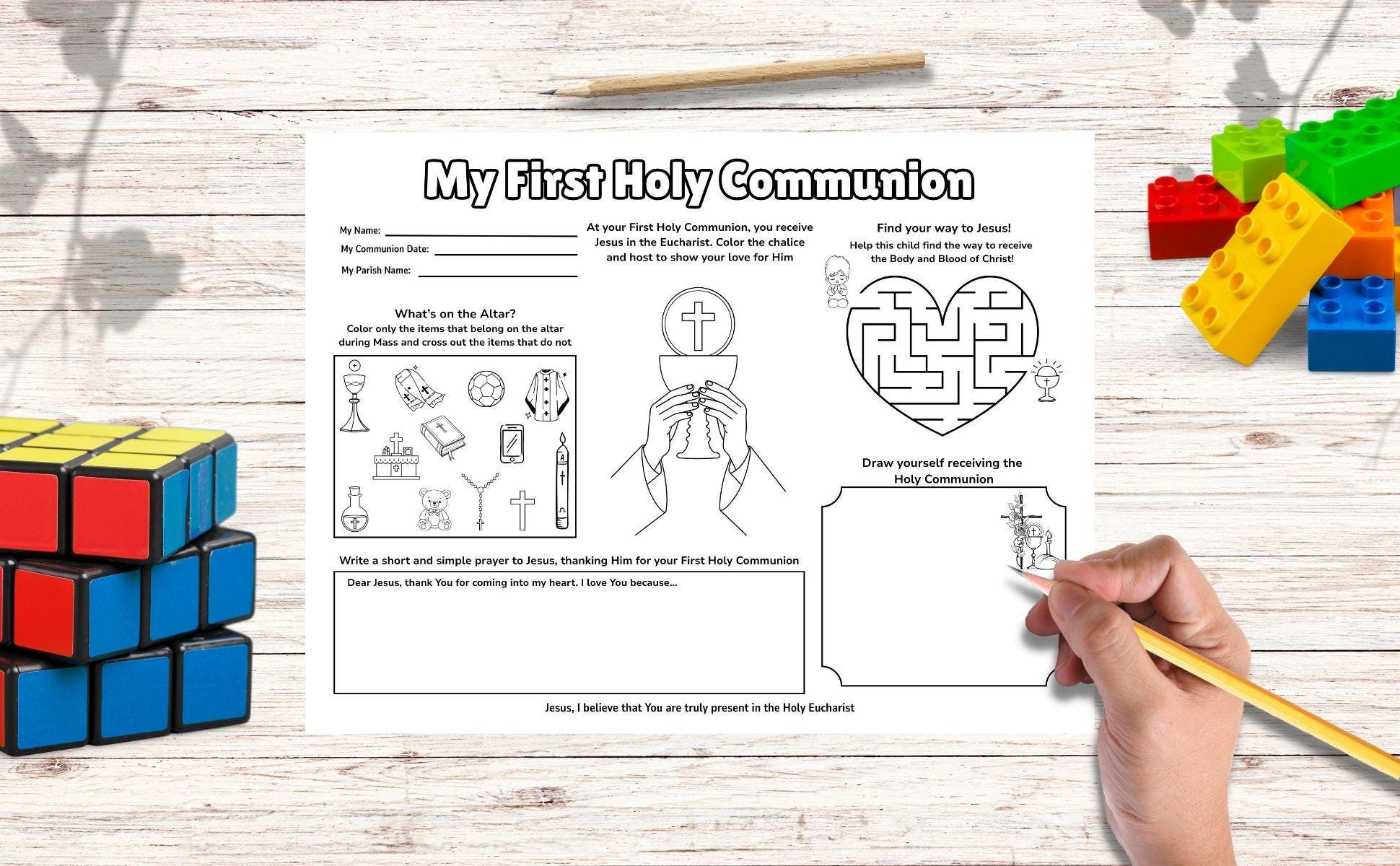 First Holy Communion Activity Sheet, Catholic Worksheet for Kids ...