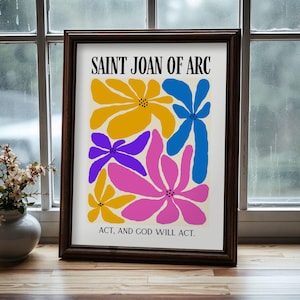 Act And God Will Act Saint Joan Of Arc Quote Print, St. Joan Of Arc Quote Wall Decor, Faith Based Wall Art, Catholic Digital Download