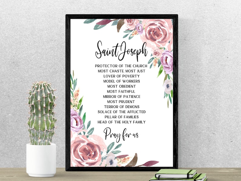 Litany of Saint Joseph Printable, St. Joseph Prayer Print Art 5x7 ...