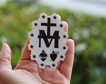 Pegatina de vinilo de la Medalla Milagrosa: regalo católico (5,6 x 7,6 cm)