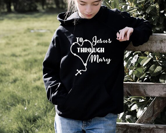 Jesus and mary hooded sweatshirt cheap