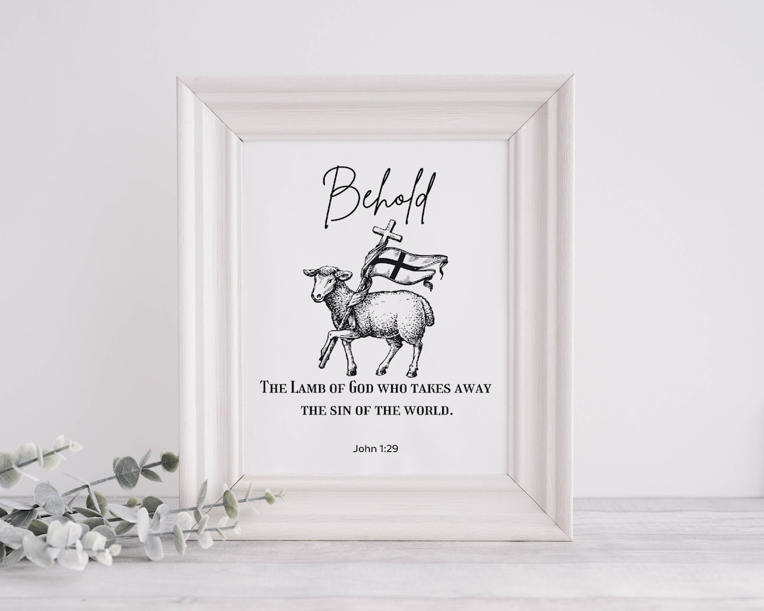 Behold the Lamb of God Printable Catholic Wall Art, Easter Art Print