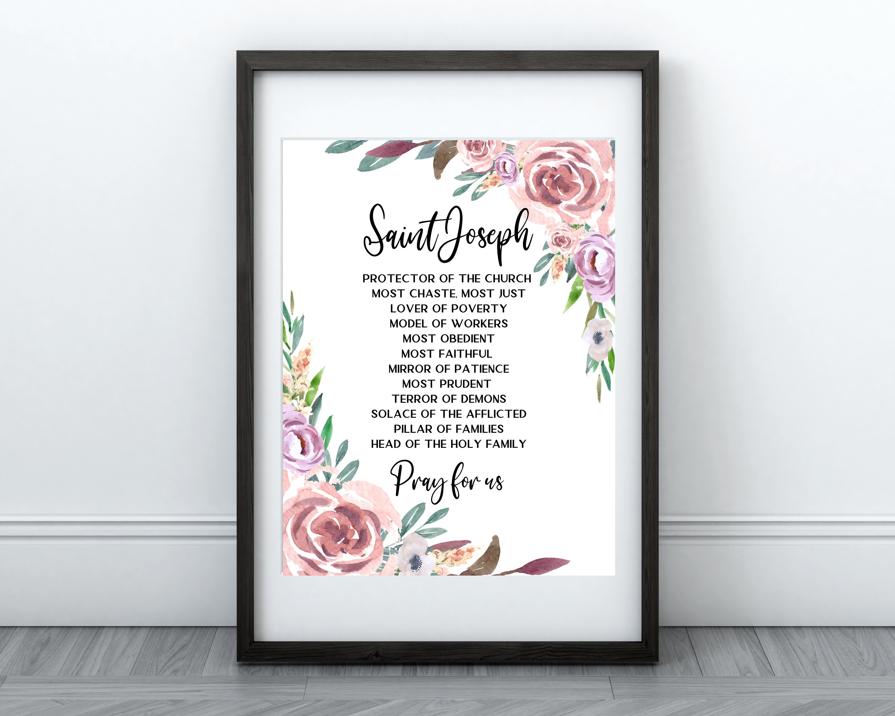Litany of Saint Joseph Printable, St. Joseph Prayer Print Art 5x7 ...
