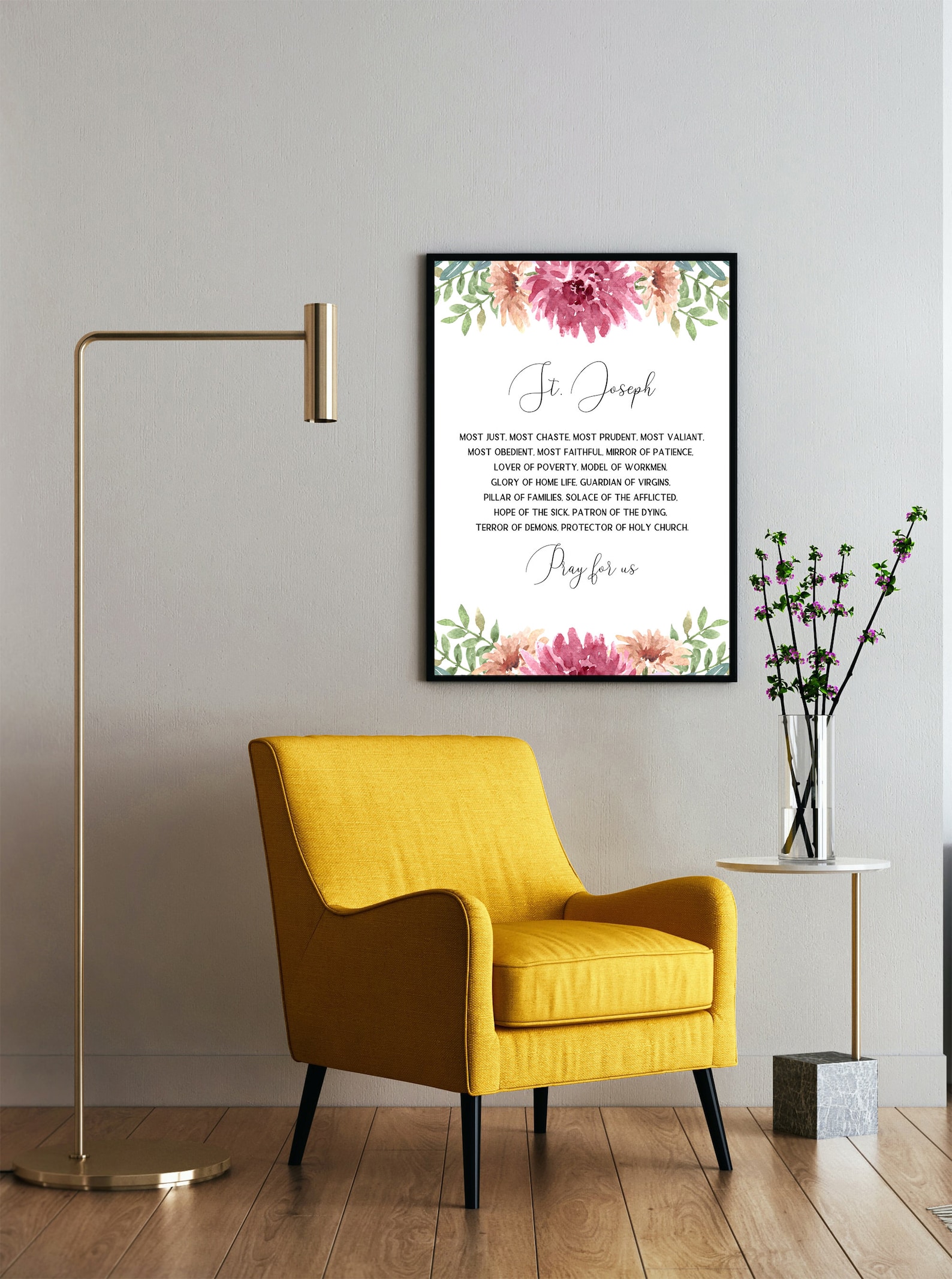 Litany of St. Joseph Printable, 5x7 St. Joseph Print Art, Catholic ...