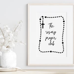 The Rosary Prayer Club Printable, Rosary Art Print Digital Download, The Rosary Prayer Trendy Wall Art, Marian Wall Decor, Rosary Gifts