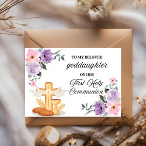 First Holy Communion Greeting Card For a goddaughter, Catholic Sacrament Greeting Card, goddaughter Greeting Card, First Communion Party