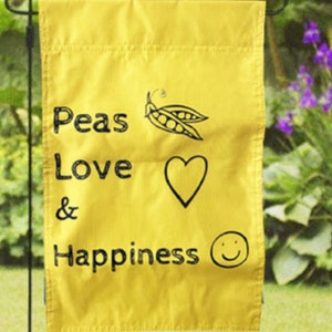 Peas Love And Happiness Garden Flag | Outdoor Decor | Summer Flag | Spring Flag | Yard Flag | Garden Flag