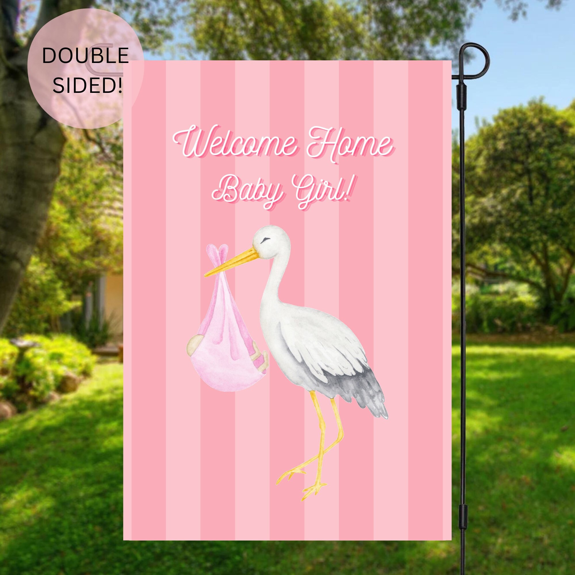Welcome Home Baby Girl Garden Flag | Baby Flag | Garden Flag | Yard Flag | Girl Flag | Pink Flag | Flag
