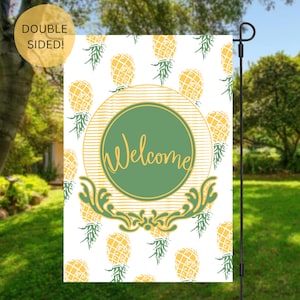 Welcome Pineapple Garden Flag | Year Round Flag | Garden Flag | Yard Flag | Pineapple Flag | Welcome Flag