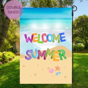 Welcom Summer Garden Flag  | Double Sided | Summer Flag |  Yard Display |  Porch Decor | Beach  Flag |Welcome Sign | Welcome Flag |