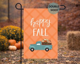 Happy Fall Garden Flag | Fall Garden Flag | | Seasonal Garden Flag | Double Sided | Fall Flag |  Yard Display |  Porch Decor | Seasonal Flag