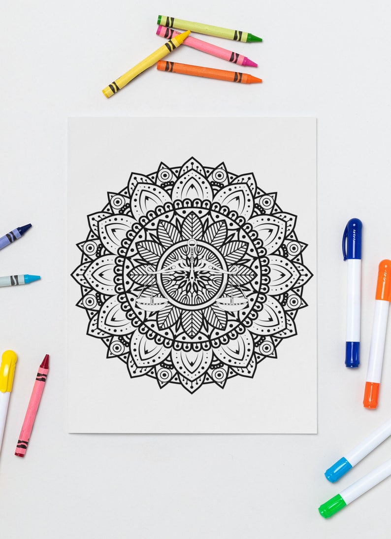 Printable: Libra Zodiac Sign Mandala Coloring Pages, Adult Coloring ...