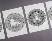Zodiac Sign Mandala Coloring Pages: Stress Relief Adult & Kid Art (Printable Digital Download