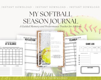 Softball Season Journal: Athlete Memory & Performance Tracker (PDF Downloadable Printables)