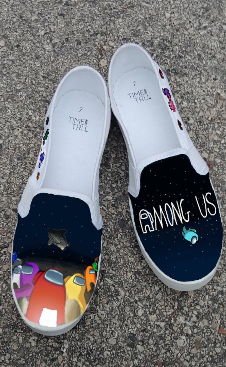 Among Us Impostor Handpainted Canvas Shoes with chat dead