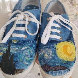 Starry Night/ Van Gogh Painted Canvas Shoes