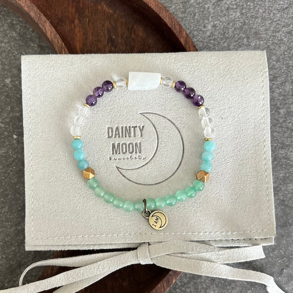 Healthy pregnancy crystal affirmation bracelet, gift for friend, beautiful genuine gemstones, ivf, miscarriage, 4mm 6mm bead, reiki, support