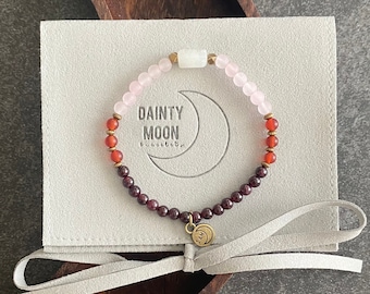 Fertility crystal affirmation bracelet, dainty, gift for friend, genuine gemstones, beautiful 6mm 4mm, ivf, miscarriage, pregnancy, conceive
