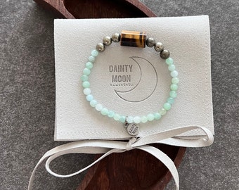 Wealth and prosperity crystal affirmation bracelet, dainty, gift for friend, genuine gemstones, career, money, good luck, entrepreneur,