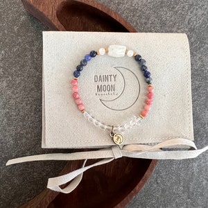 New mom, nursing crystal affirmation bracelet, dainty, gift for friend, genuine gemstones, beautiful 4mm 6mm, breastfeeding, help, beaded