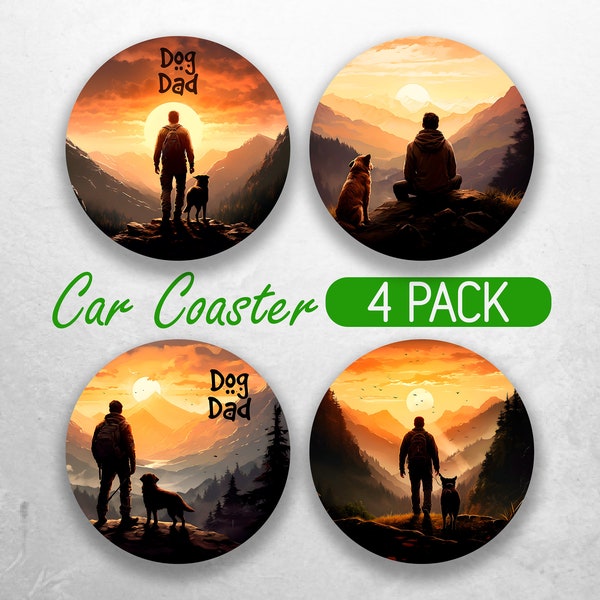 Dog Dad Car Coaster PNG Dog Car Coaster Sublimation Designs Dog Lover  Car Coaster Bundle Outdoor Mountains Car Coaster Designs