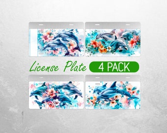 Dolphin License Plate PNG Ocean Add Name License Plate Design 3D Beach Car License Plate Sublimation License Plate Bundle