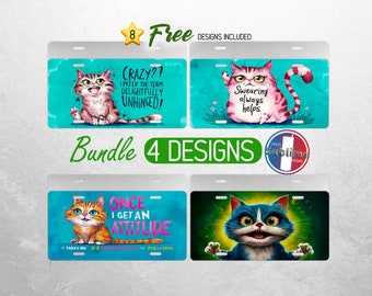Cat Sarcastic License Plate PNG Funny Quote License Plate Design Fun Crazy Cats Car License Plate Sublimation License Plate Bundle