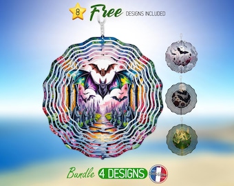 Gothic Bat Wind Spinner PNG Designs Dark Gothic Garden Windspinner PNG Halloween Spooky Floral Sublimation Design