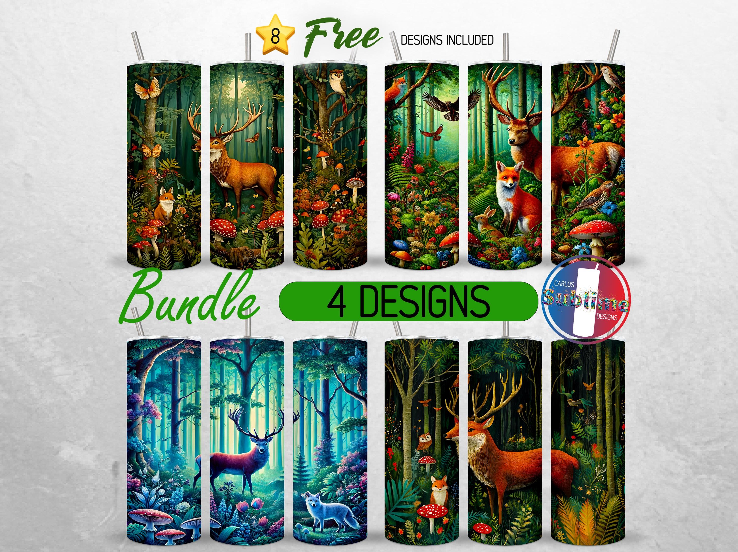 Seamless Forest Animals Tumbler Wrap Bundle Owl Deer Fox 20oz Tumbler PNG Woodland Creatures Tumbler