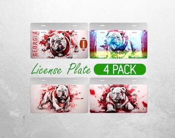 Alcohol Ink Bulldog License Plate PNG GA Georgia License Plate Design Dog Football Car License Plate Sublimation License Plate Bundle