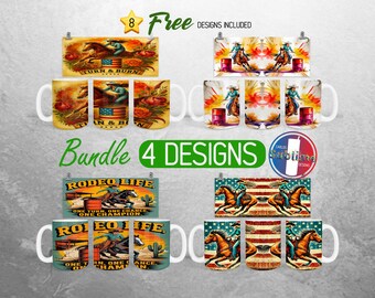 Western Cowgirl Rodeo Mug Wrap Bundle American Barrel Racer Mug PNG Design Rustic Horse Woman Full Mug Wrap | 11oz and 15oz Mug Sublimation